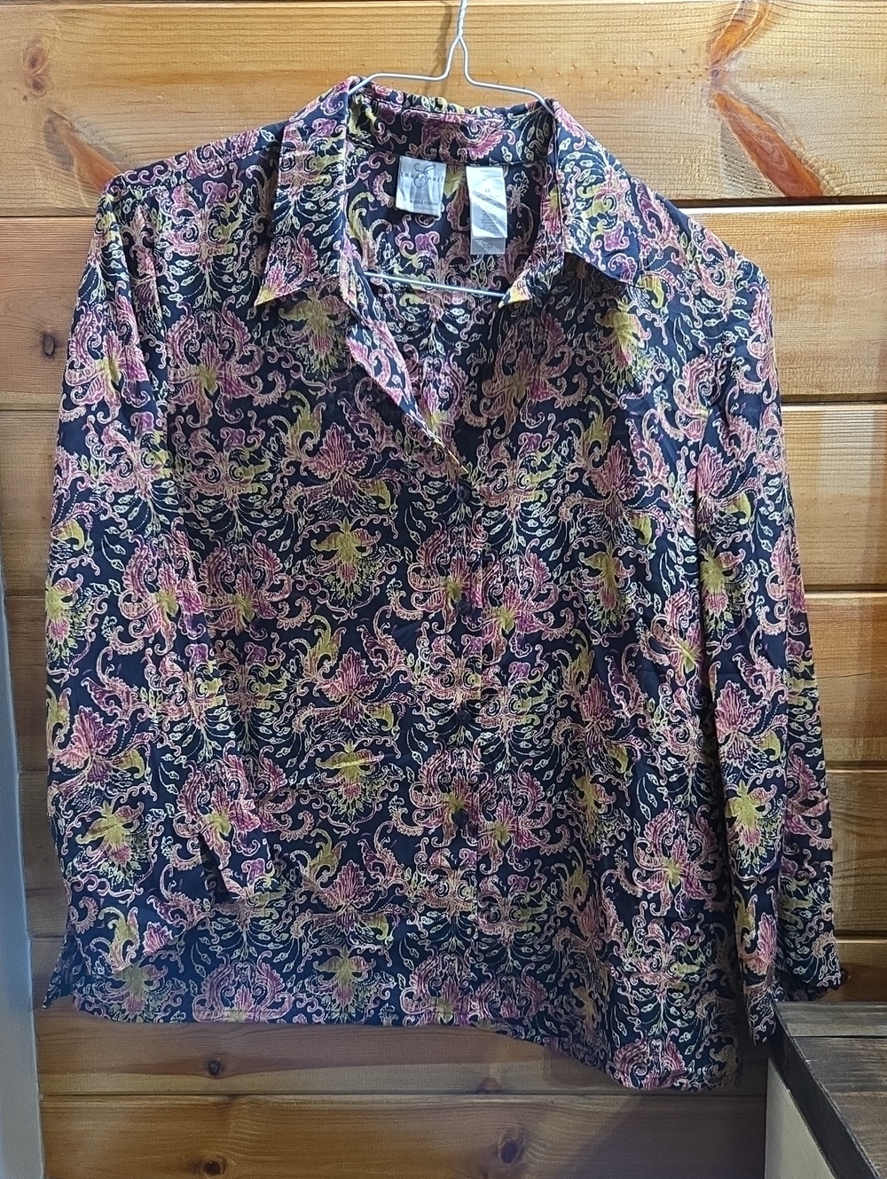 Emma James Floral Button Down Great Work Top Sz 12 Flared Cuffs 0641